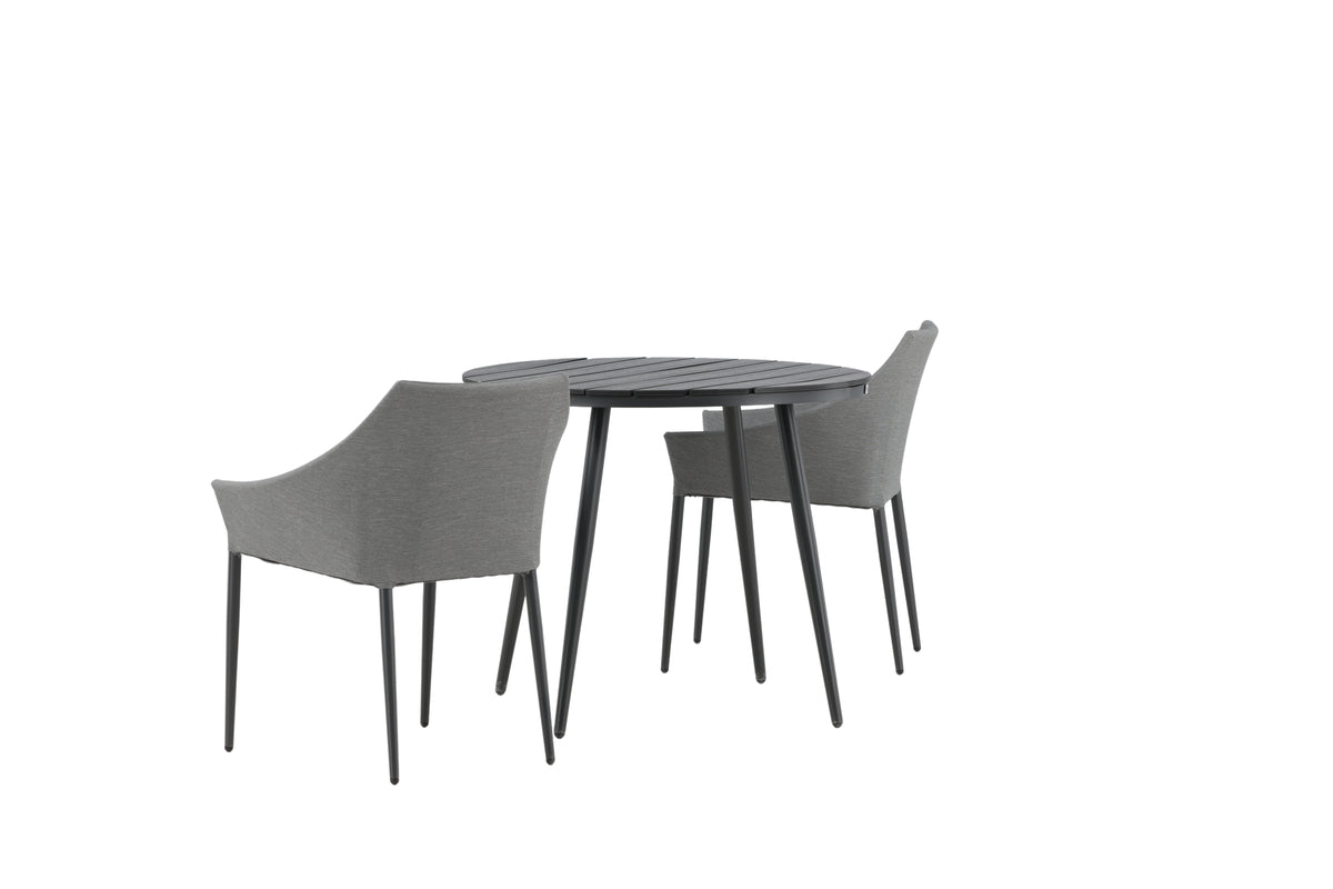 Venture Design Spoga & Break Matstolar Grå + Runda Matbord ø90 Svart
