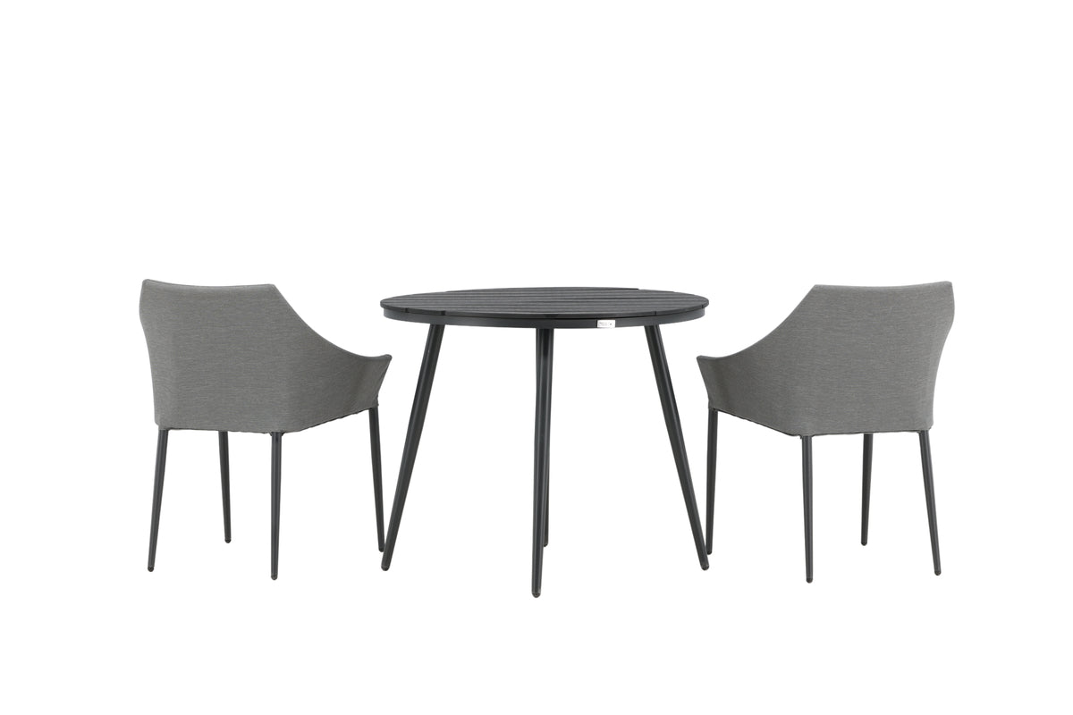 Venture Design Spoga & Break Matstolar Grå + Runda Matbord ø90 Svart