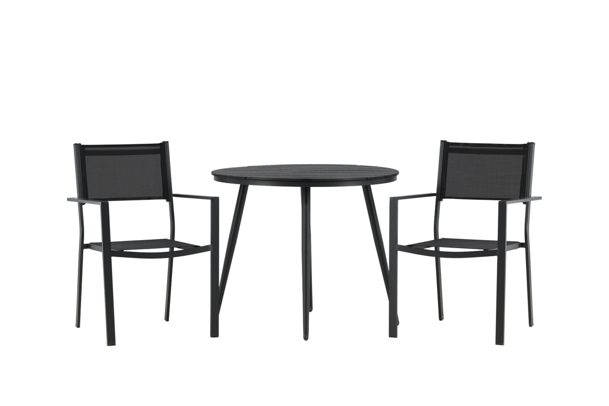Venture Design Break & Copacabana Runda Matbord ø90 Svart + Matstolar Svart