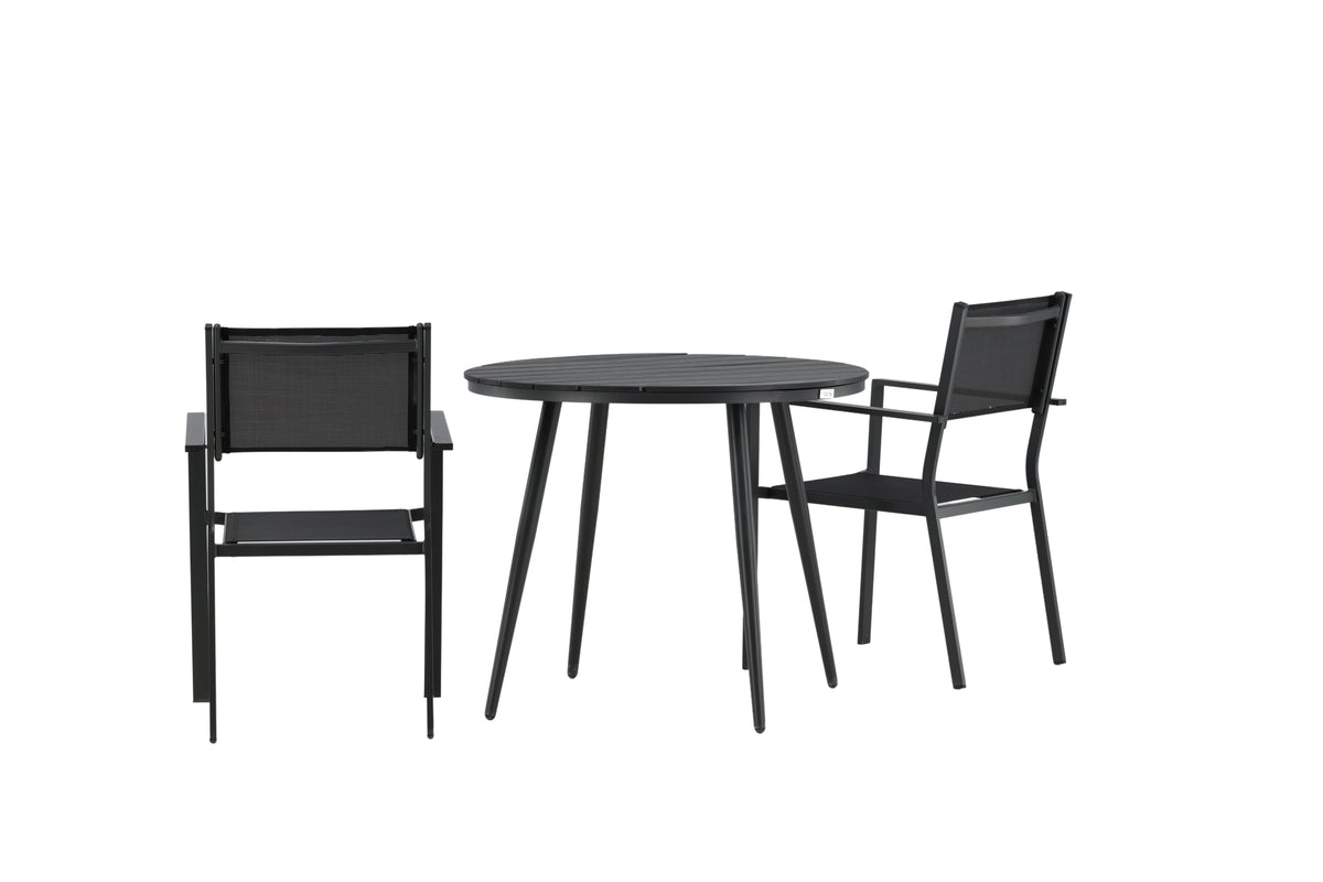 Venture Design Break & Copacabana Runda Matbord ø90 Svart + Matstolar Svart