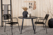 Venture Design Break & Lindos Runda Matbord ø90 Svart + Matstolar Svart