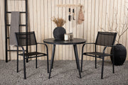Venture Design Break & Santorini Runda Matbord ⌀90 Svart + Matstolar 2-pack Svart