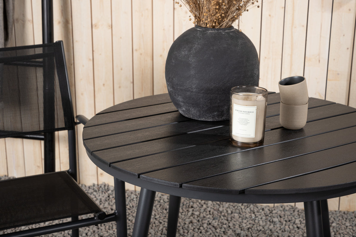 Venture Design Break & Santorini Runda Matbord ⌀90 Svart + Matstolar 2-pack Svart