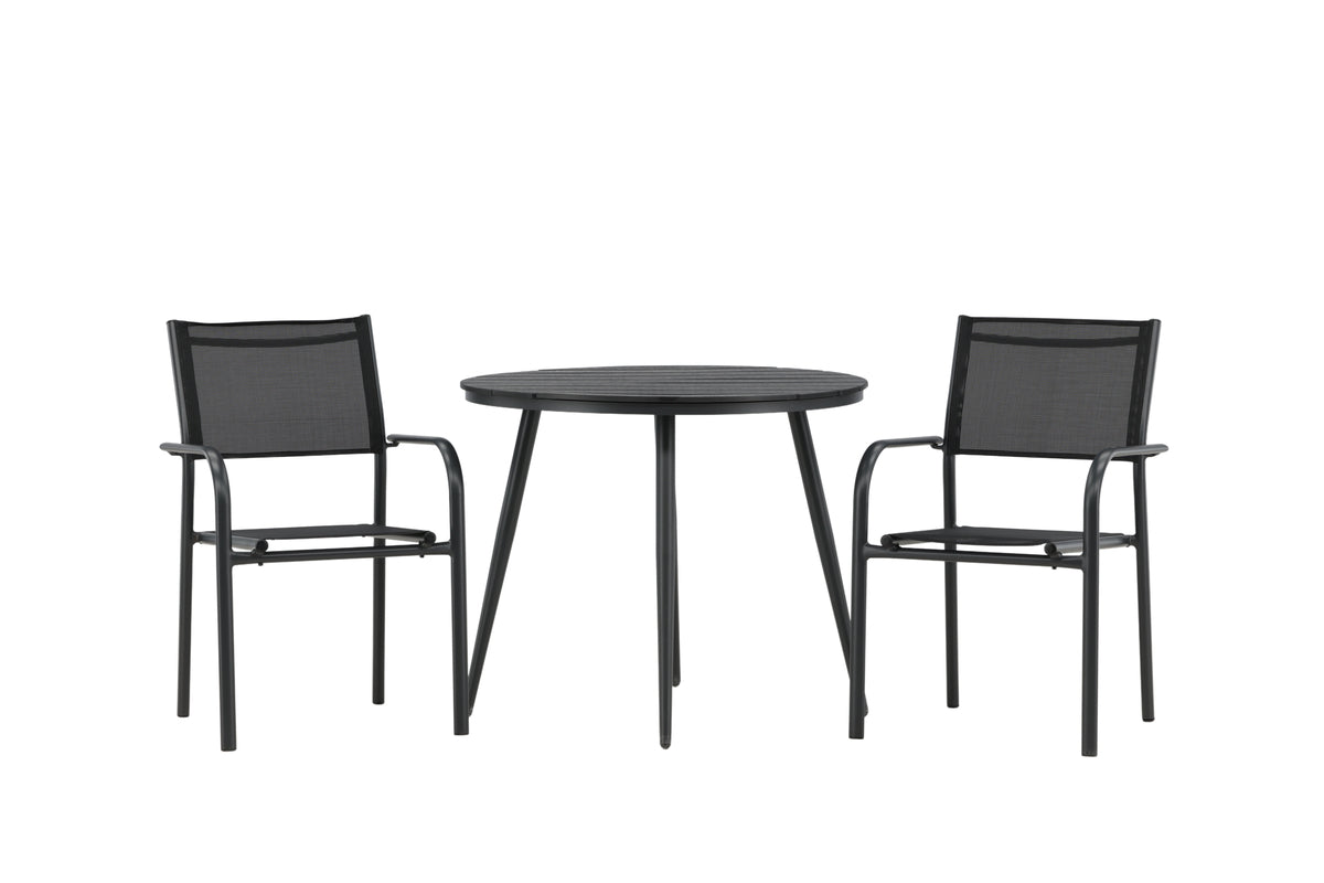 Venture Design Break & Santorini Runda Matbord ⌀90 Svart + Matstolar 2-pack Svart