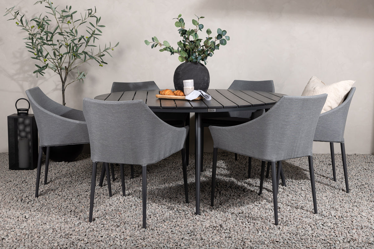 Venture Design Spoga & Break Matstolar Grå + Matbord ⌀150