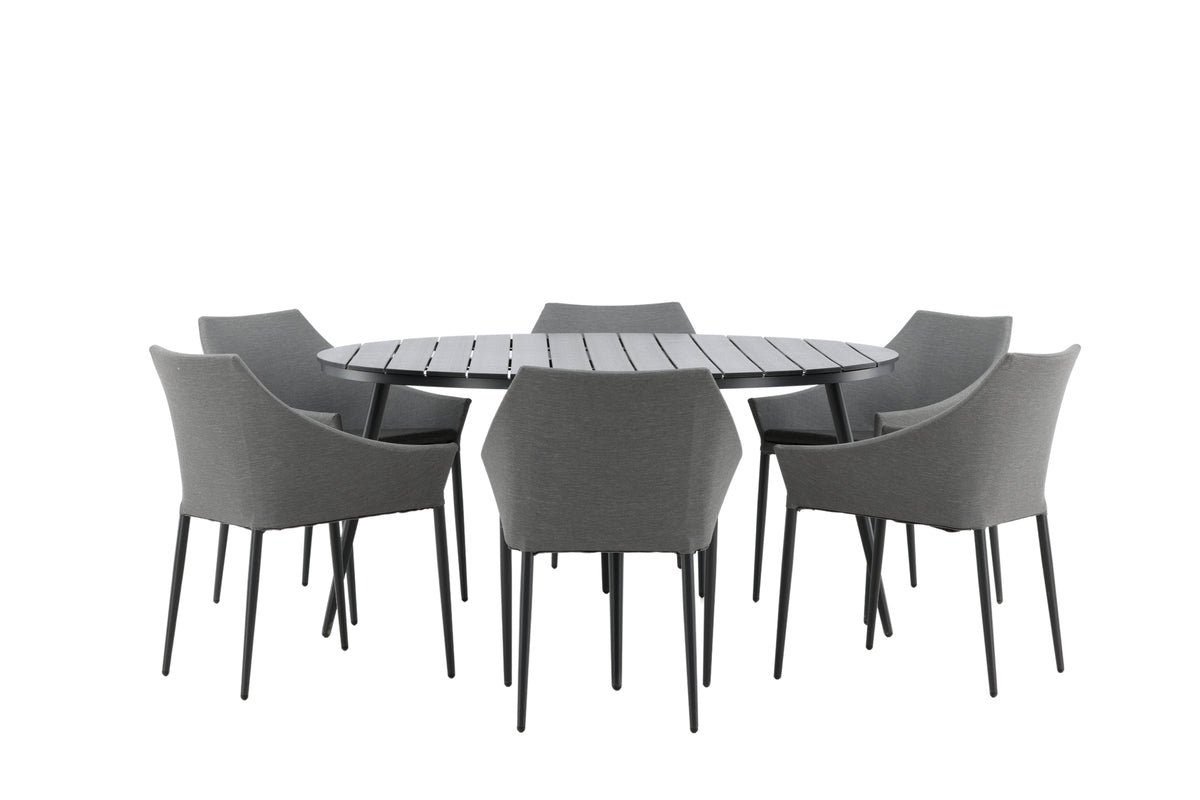 Venture Design Spoga & Break Matstolar Grå + Matbord ⌀150