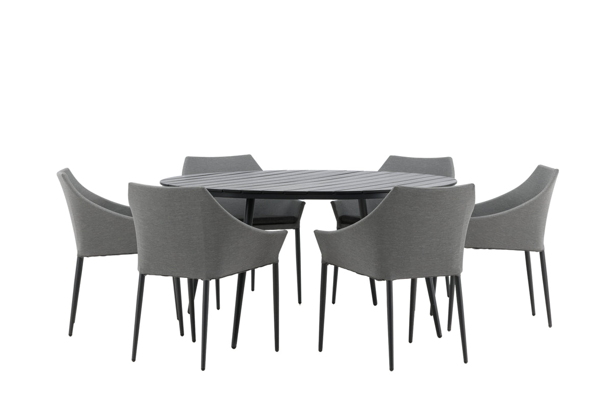 Venture Design Spoga & Break Matstolar Grå + Matbord ⌀150