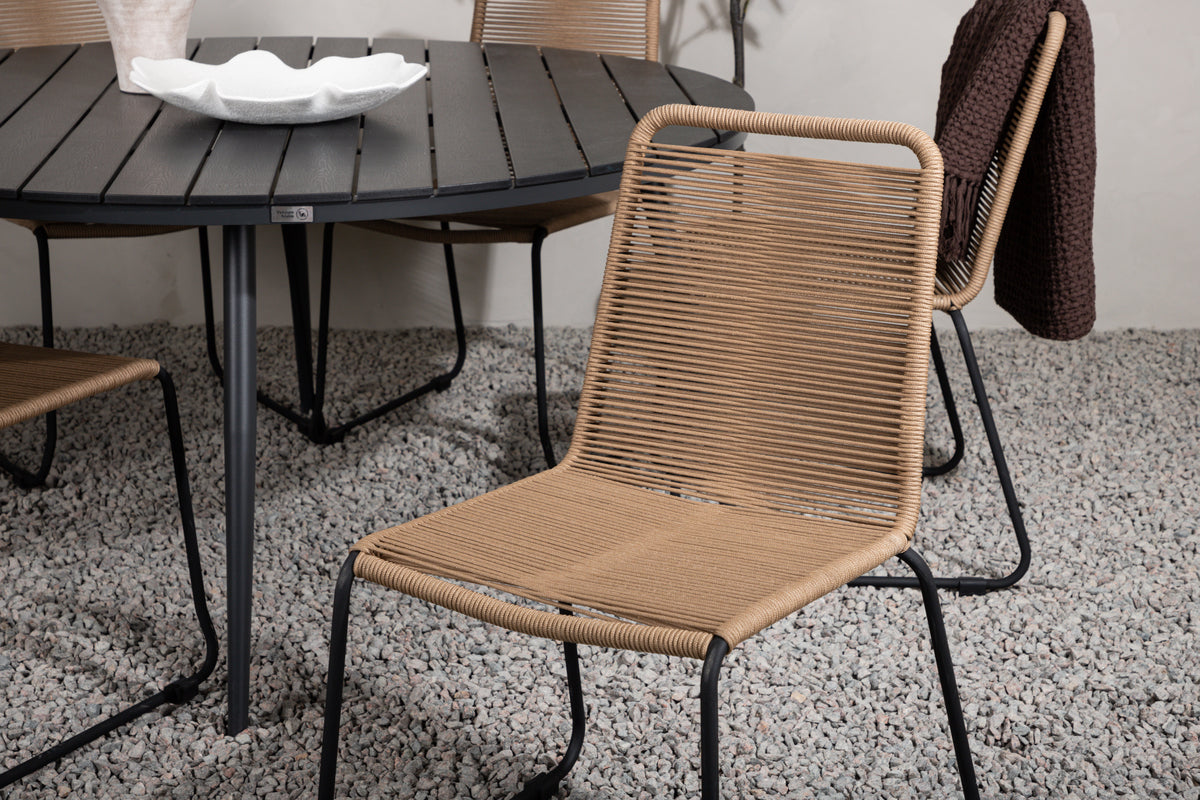 Venture Design Break & Lindos Matbord ⌀150 + Matstolar Brun