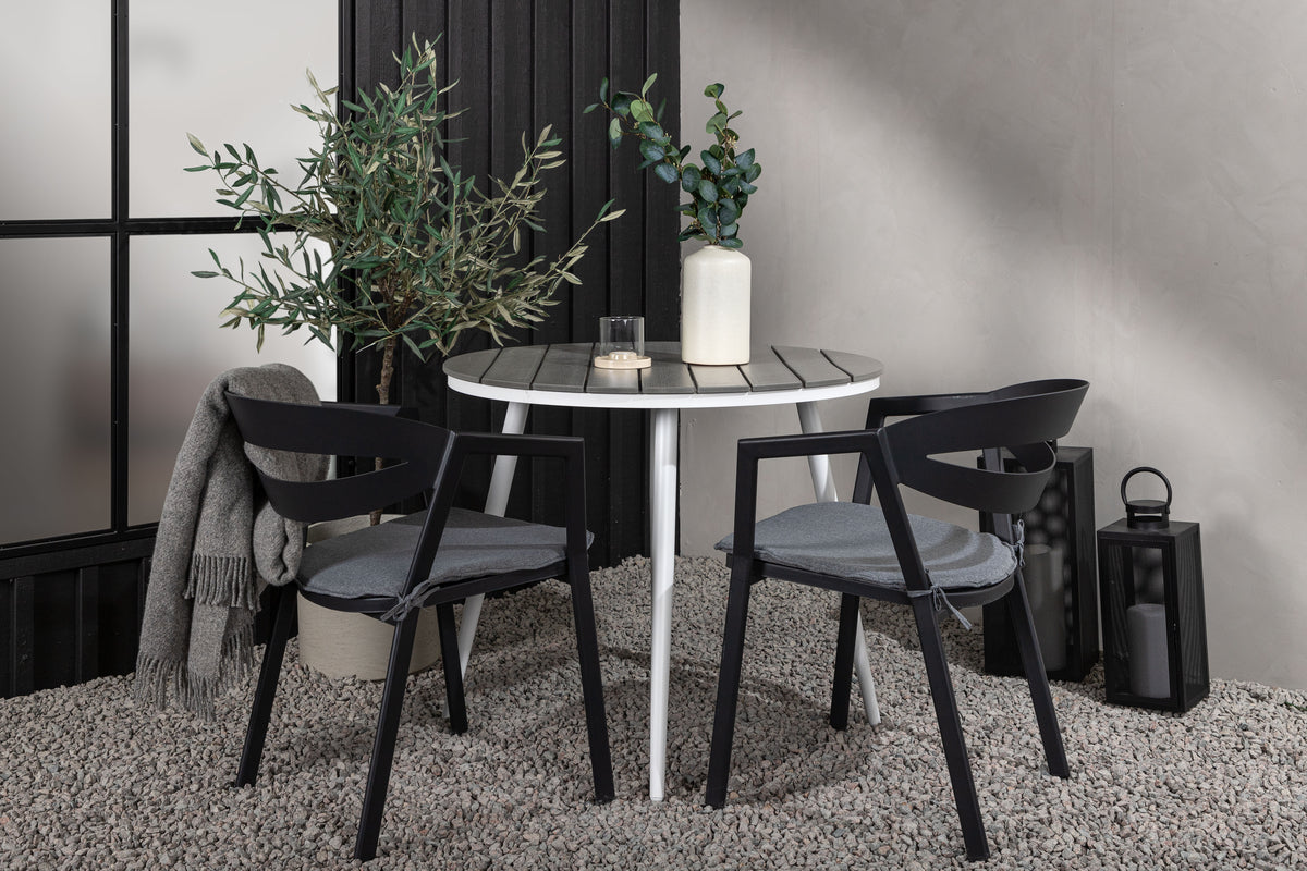 Venture Design Break & Slit Runda Matbord ⌀90 Grå + Matstolar Svart