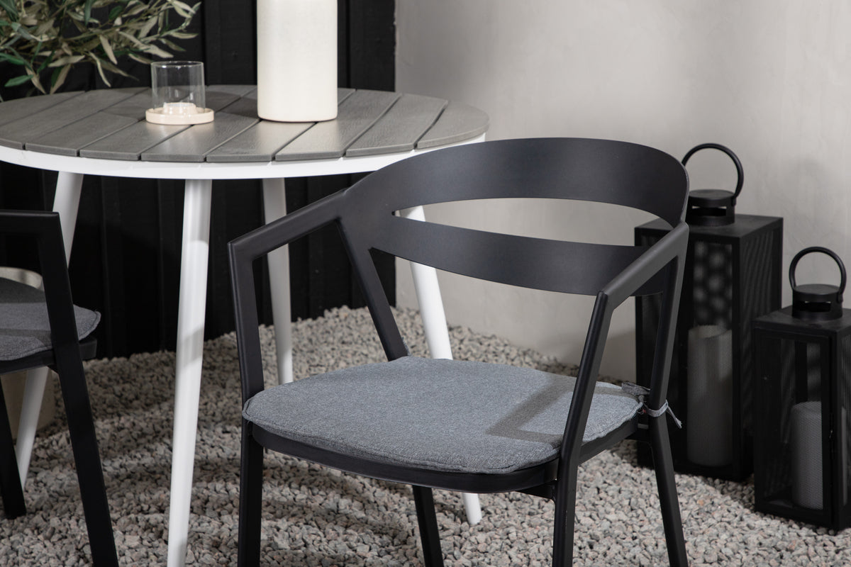Venture Design Break & Slit Runda Matbord ⌀90 Grå + Matstolar Svart