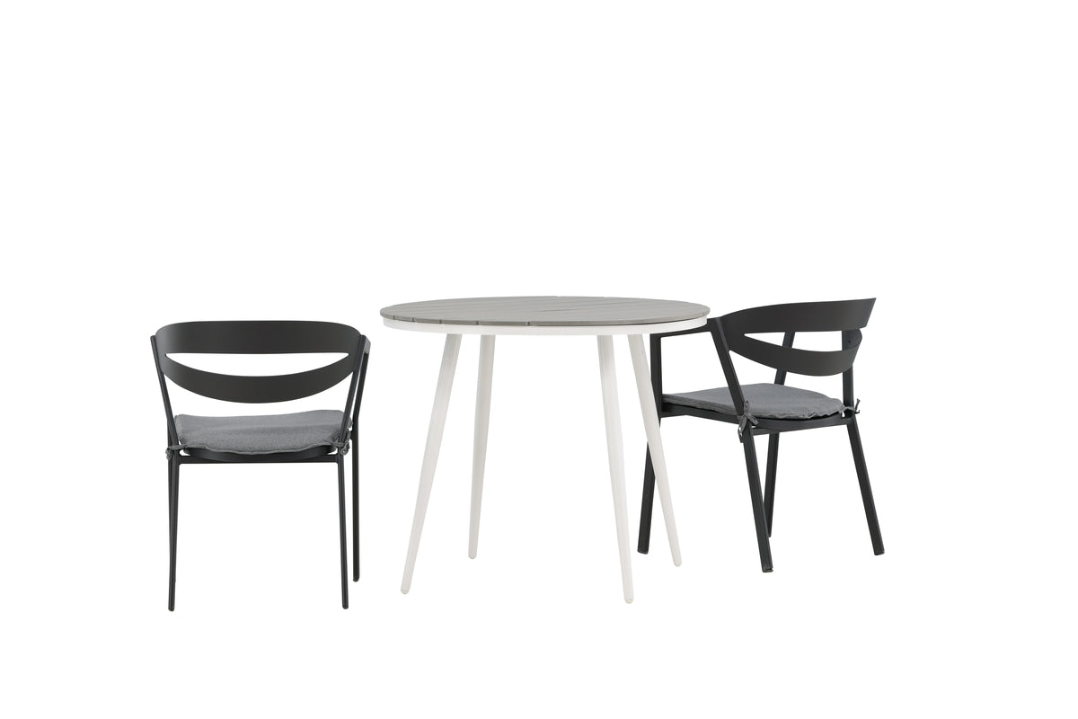 Venture Design Break & Slit Runda Matbord ⌀90 Grå + Matstolar Svart