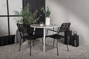 Venture Design Break & Lindos Runda Matbord ⌀90 Grå + Matstolar 2-pack Svart