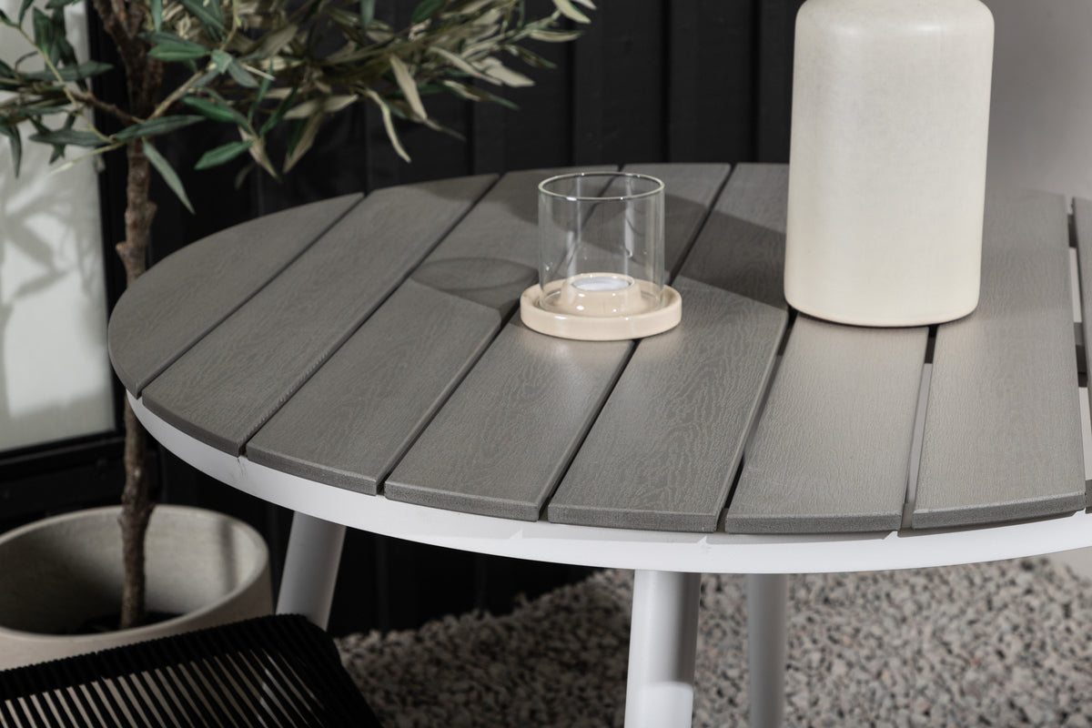 Venture Design Break & Lindos Runda Matbord ⌀90 Grå + Matstolar 2-pack Svart