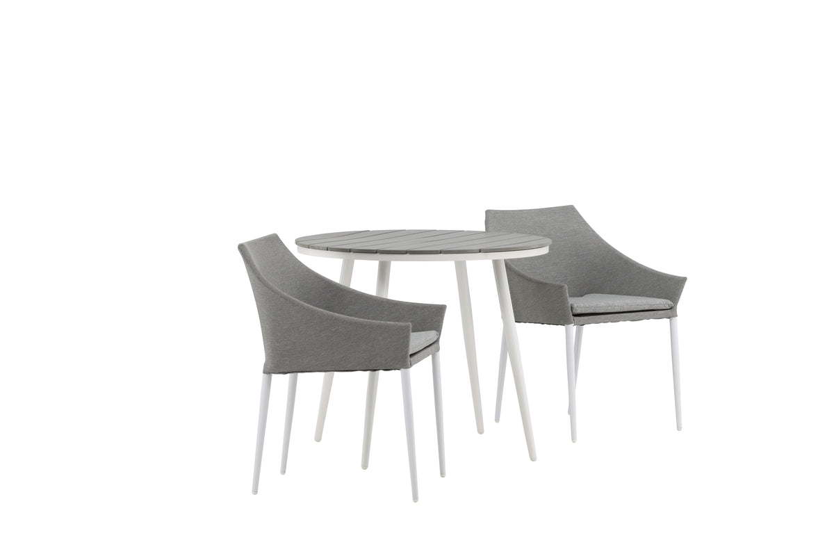 Venture Design Spoga & Break Matstolar 2-pack Grå + Runda Matbord ⌀90 Grå