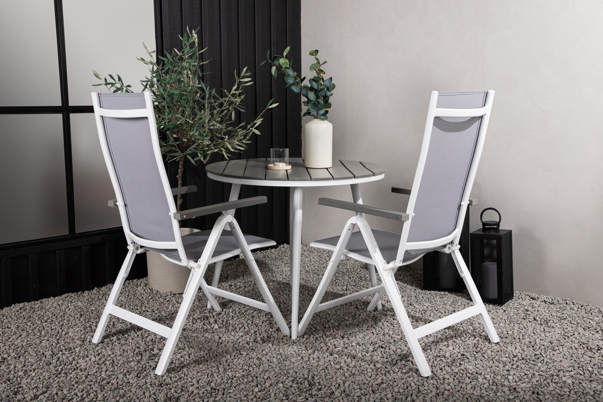 Venture Design Albany & Break Positionsstolar 2-pack Grå + Runda Matbord ⌀90 Grå
