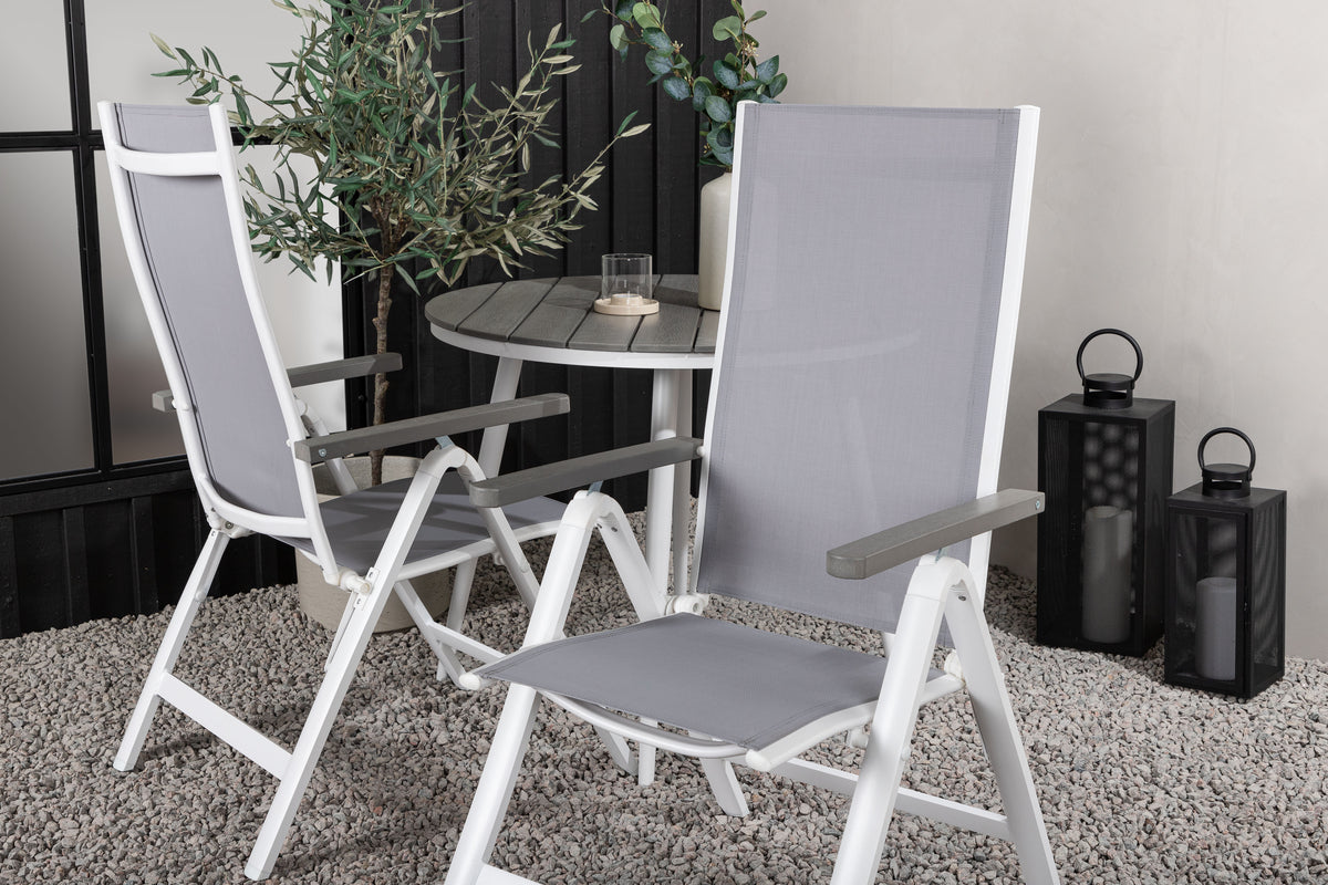 Venture Design Albany & Break Positionsstolar 2-pack Grå + Runda Matbord ⌀90 Grå
