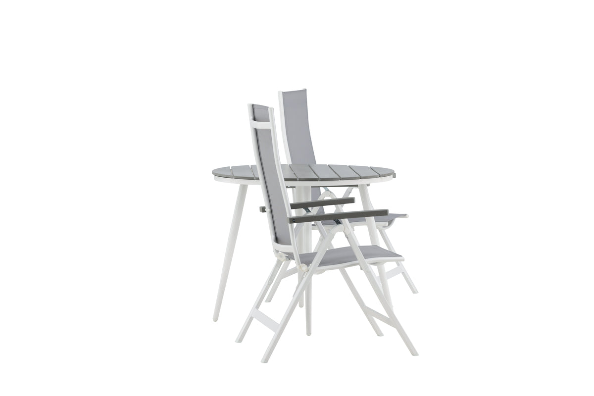 Venture Design Albany & Break Positionsstolar 2-pack Grå + Runda Matbord ⌀90 Grå