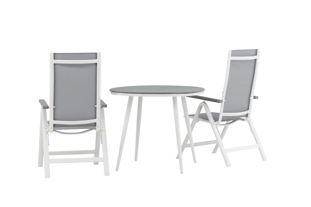 Venture Design Albany & Break Positionsstolar 2-pack Grå + Runda Matbord ⌀90 Grå