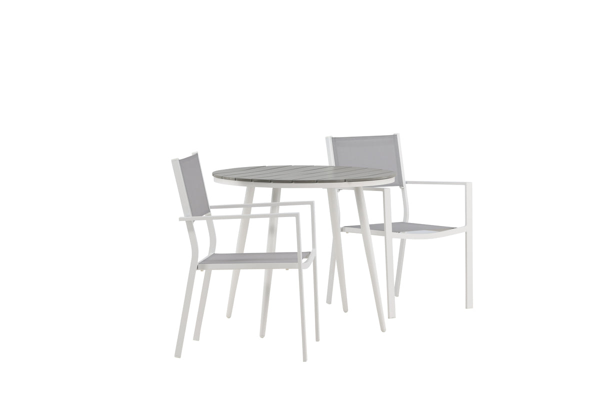 Venture Design Break & Copacabana Runda Matbord ⌀90 Grå + Matstolar 2-pack Grå