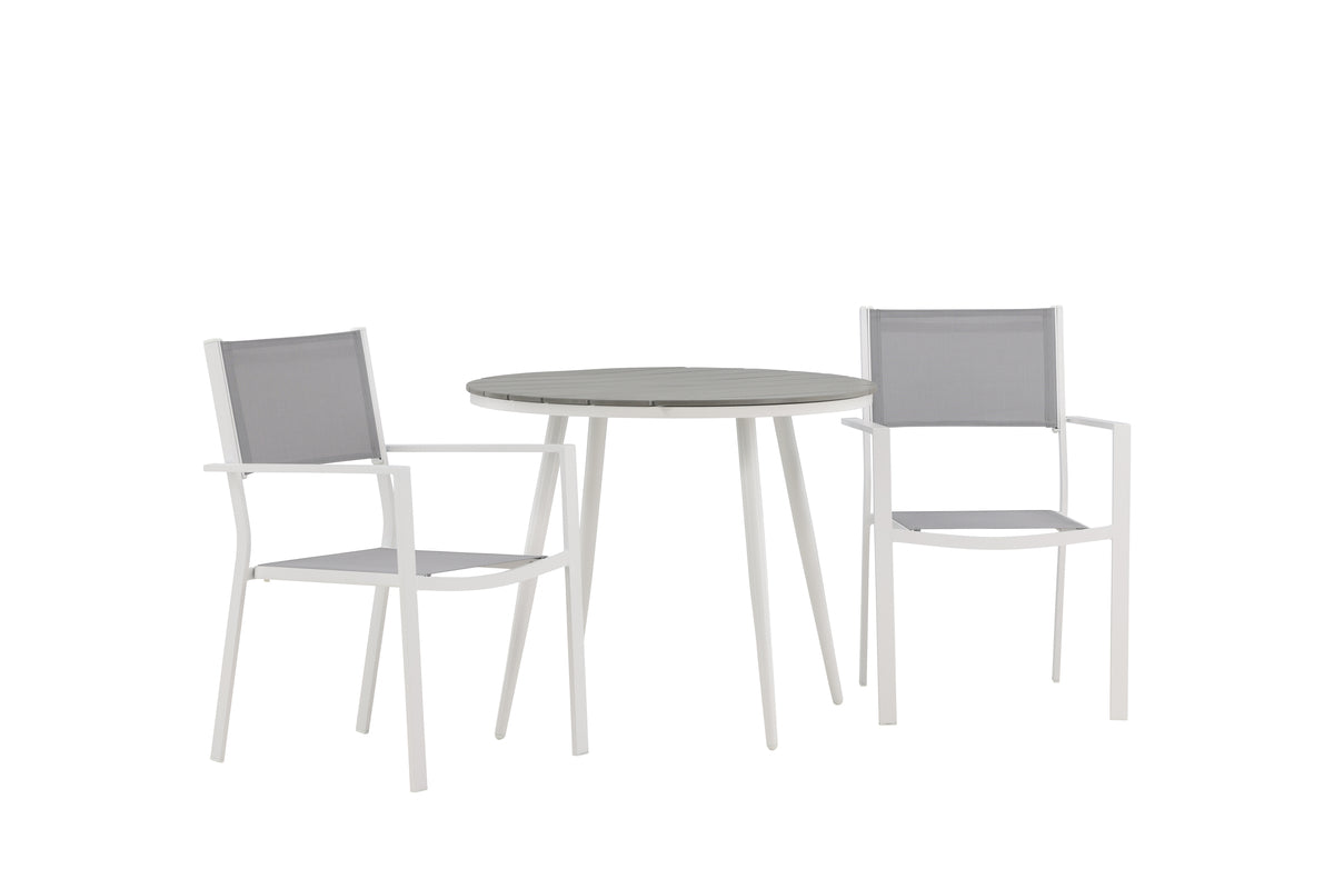 Venture Design Break & Copacabana Runda Matbord ⌀90 Grå + Matstolar 2-pack Grå