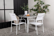 Venture Design Break & Santorini Runda Matbord ⌀90 Grå + Matstolar 2-pack Vit