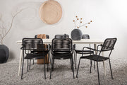 Venture Design Lina & Lindos Rektangulära Matbord 200 x 90 Beige + Matstolar 2-pack Svart
