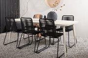 Venture Design Lina & Lindos Rektangulära Matbord 200 x 90 Beige + Matstolar 2-pack Svart