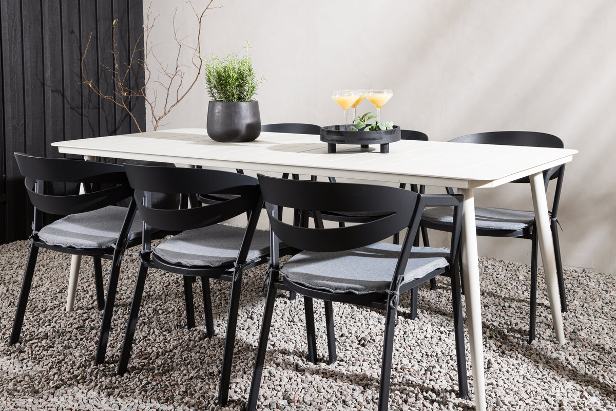 Venture Design Slit & Lina Matstolar Svart + Rektangulära Matbord 200 x 90 Beige