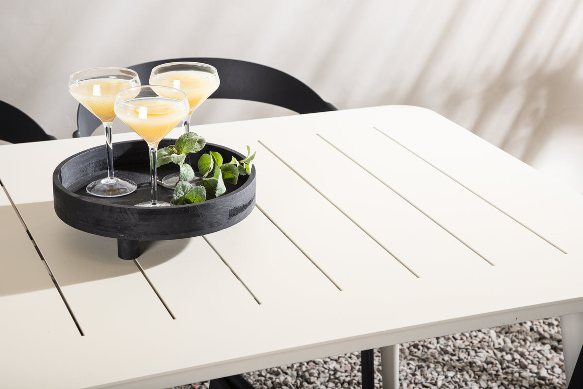 Venture Design Slit & Lina Matstolar Svart + Rektangulära Matbord 200 x 90 Beige