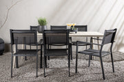 Venture Design Lina & Copacabana Rektangulära Matbord 200 x 90 Beige + Matstolar 2-pack Svart