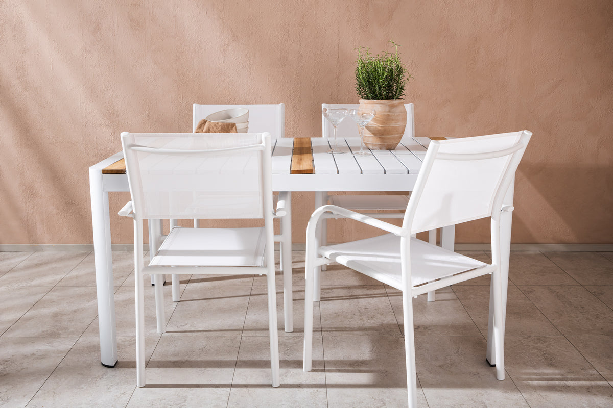 Venture Design Togo & Santorini Rektangulära Matbord 150 x 90 Vit + Matstolar 2-pack Vit