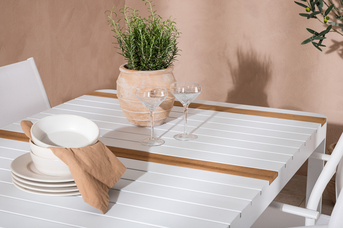 Venture Design Togo & Santorini Rektangulära Matbord 150 x 90 Vit + Matstolar 2-pack Vit