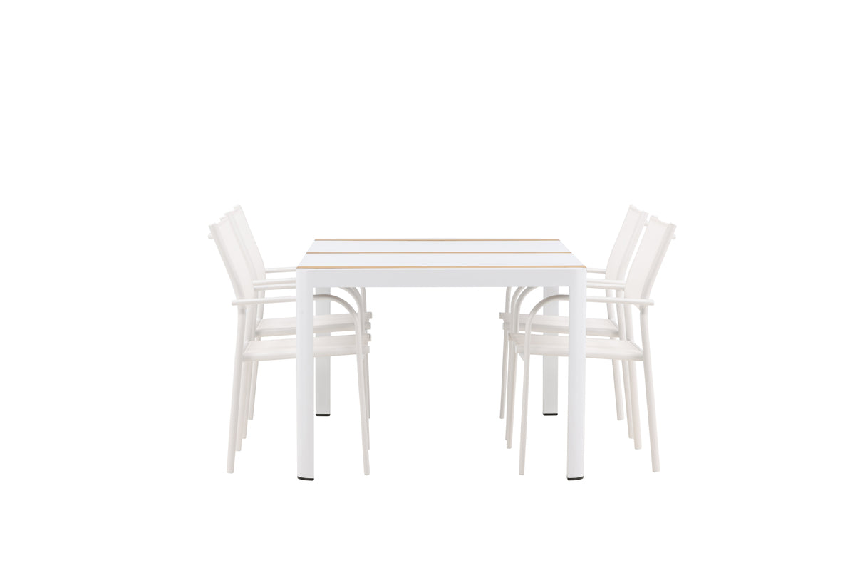 Venture Design Togo & Santorini Rektangulära Matbord 150 x 90 Vit + Matstolar 2-pack Vit