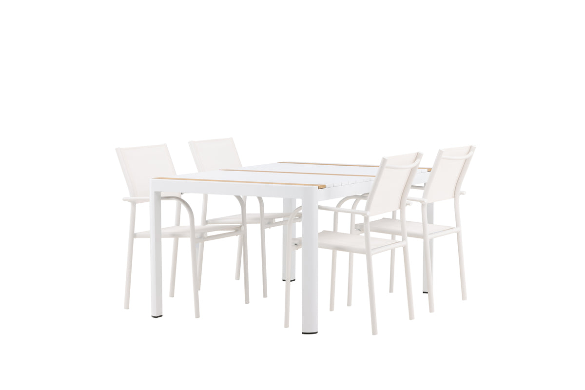 Venture Design Togo & Santorini Rektangulära Matbord 150 x 90 Vit + Matstolar 2-pack Vit