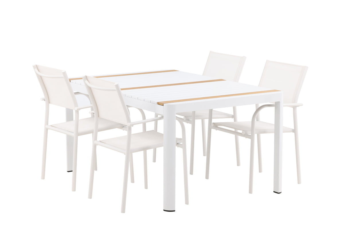 Venture Design Togo & Santorini Rektangulära Matbord 150 x 90 Vit + Matstolar 2-pack Vit
