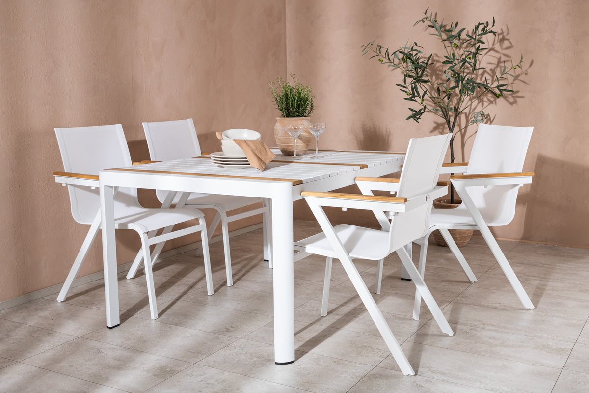 Venture Design Togo & Mexico Rektangulära Matbord 150 x 90 Vit + Matstolar 6-pack Vit