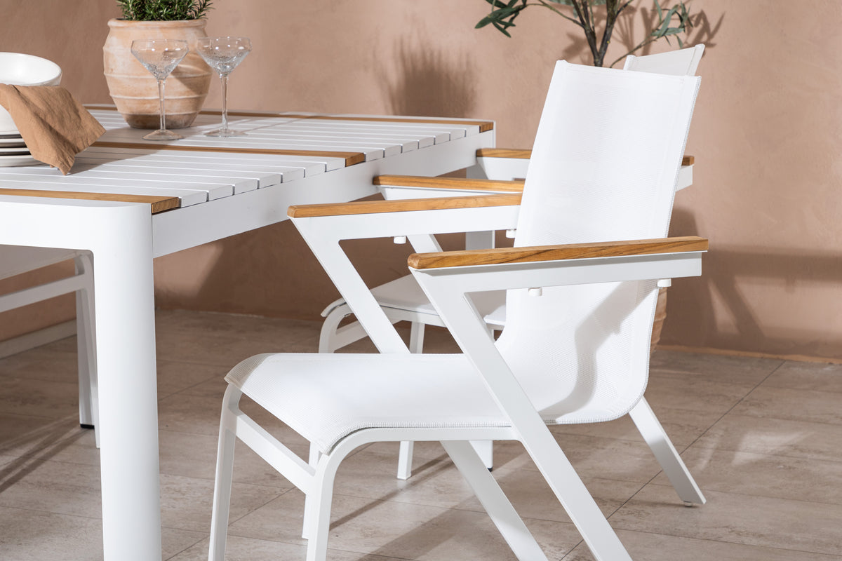 Venture Design Togo & Mexico Rektangulära Matbord 150 x 90 Vit + Matstolar 6-pack Vit