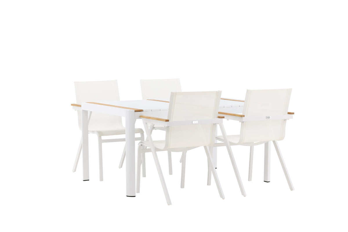 Venture Design Togo & Mexico Rektangulära Matbord 150 x 90 Vit + Matstolar 6-pack Vit