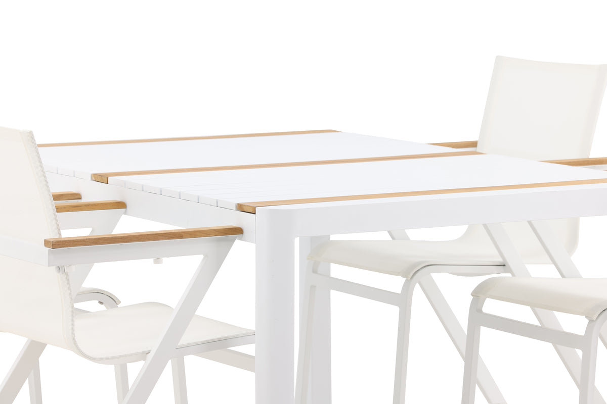 Venture Design Togo & Mexico Rektangulära Matbord 150 x 90 Vit + Matstolar 6-pack Vit