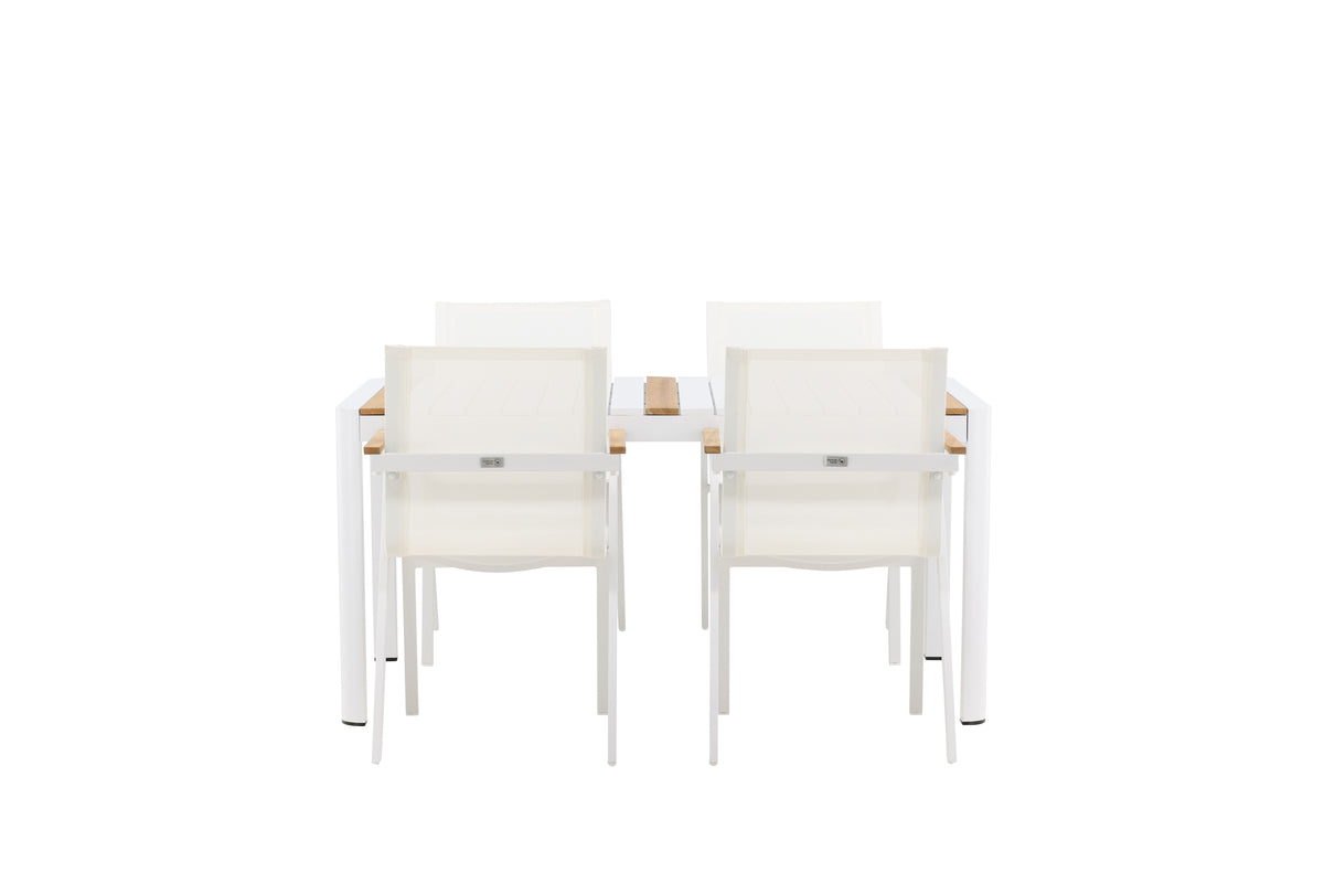 Venture Design Togo & Mexico Rektangulära Matbord 150 x 90 Vit + Matstolar 6-pack Vit