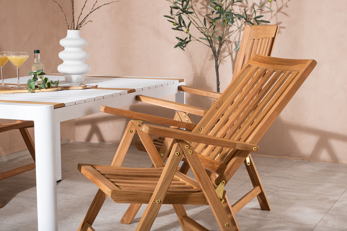 Venture Design Togo & Kenya Rektangulära Matbord 150 x 90 Vit + Positionsstolar Natur