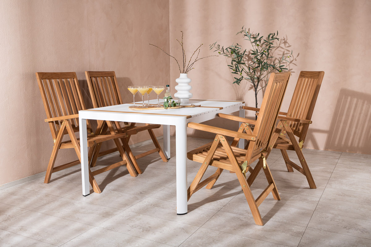 Venture Design Togo & Kenya Rektangulära Matbord 150 x 90 Vit + Positionsstolar Natur