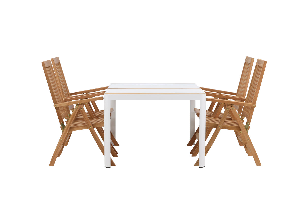 Venture Design Togo & Kenya Rektangulära Matbord 150 x 90 Vit + Positionsstolar Natur