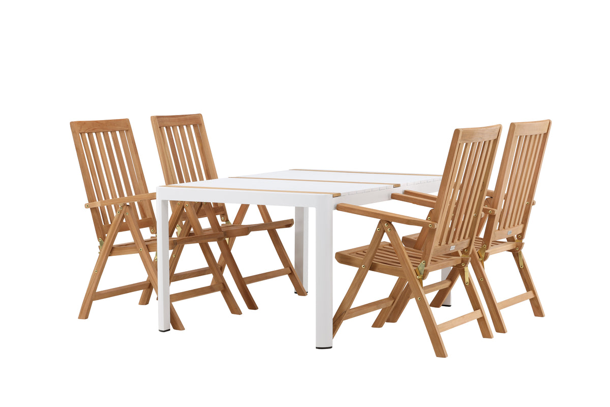 Venture Design Togo & Kenya Rektangulära Matbord 150 x 90 Vit + Positionsstolar Natur