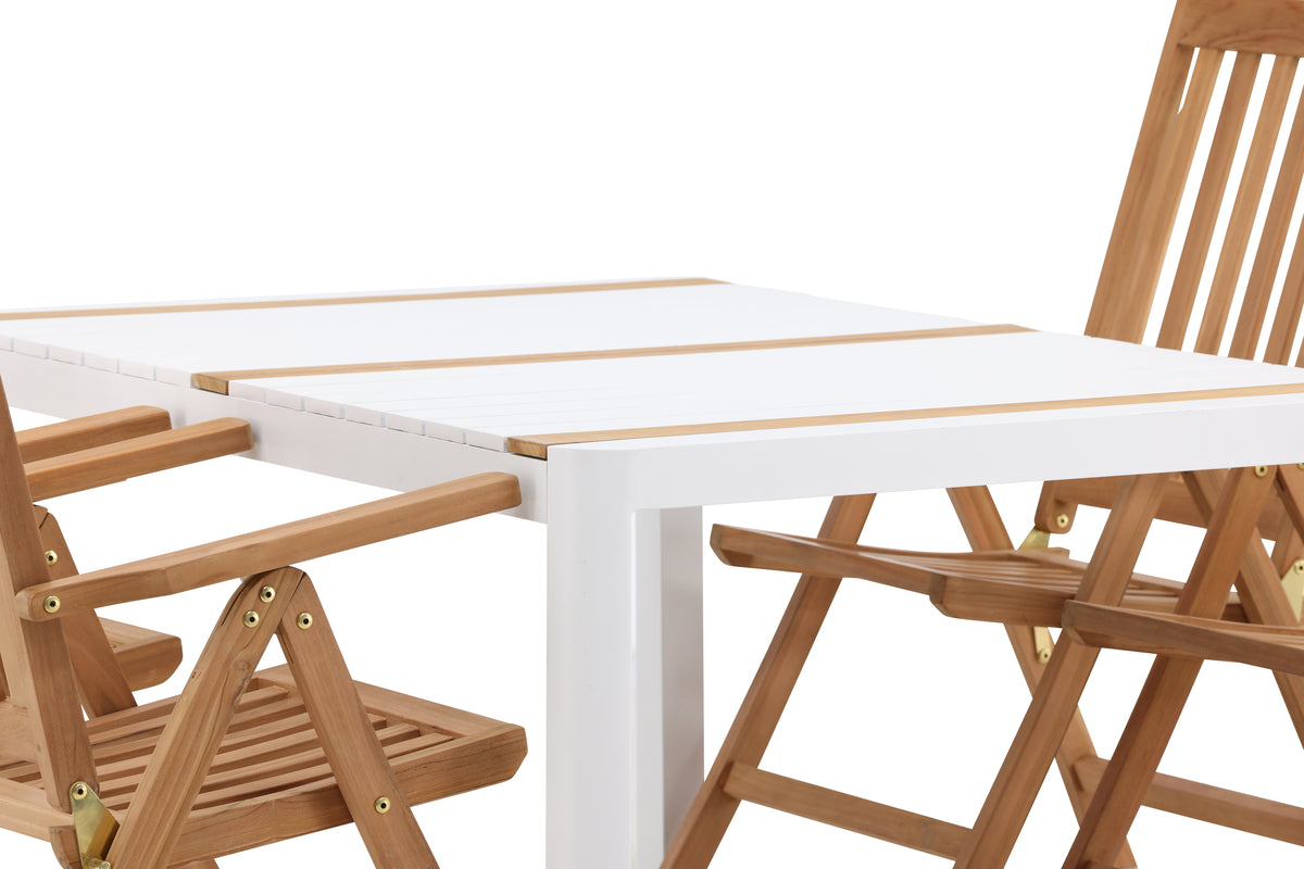 Venture Design Togo & Kenya Rektangulära Matbord 150 x 90 Vit + Positionsstolar Natur