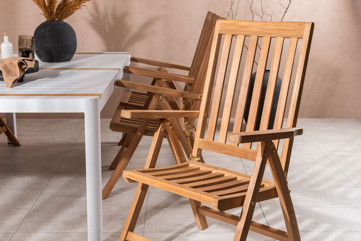 Venture Design Togo & Kenya Rektangulära Matbord 200 x 100 Vit + Positionsstolar Natur