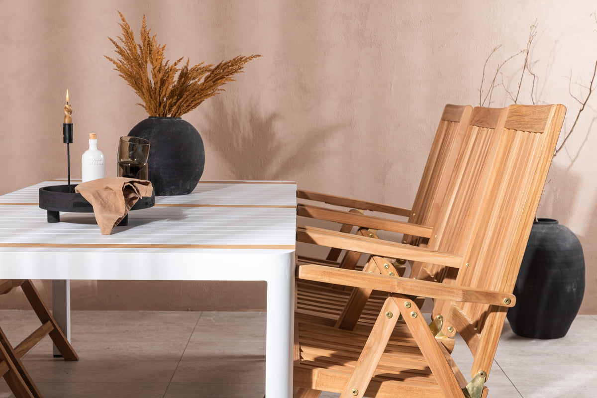 Venture Design Togo & Kenya Rektangulära Matbord 200 x 100 Vit + Positionsstolar Natur
