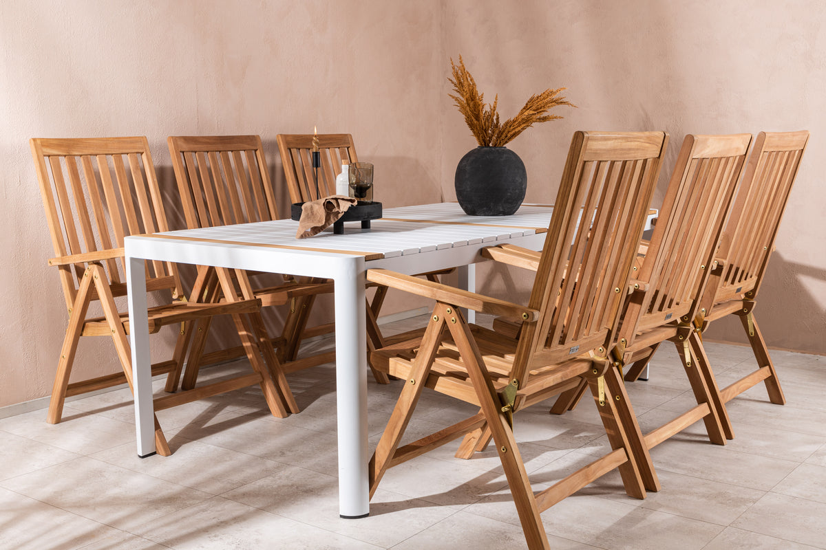 Venture Design Togo & Kenya Rektangulära Matbord 200 x 100 Vit + Positionsstolar Natur