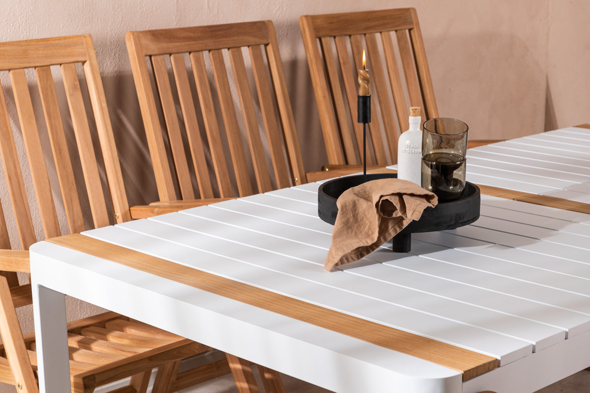 Venture Design Togo & Kenya Rektangulära Matbord 200 x 100 Vit + Positionsstolar Natur