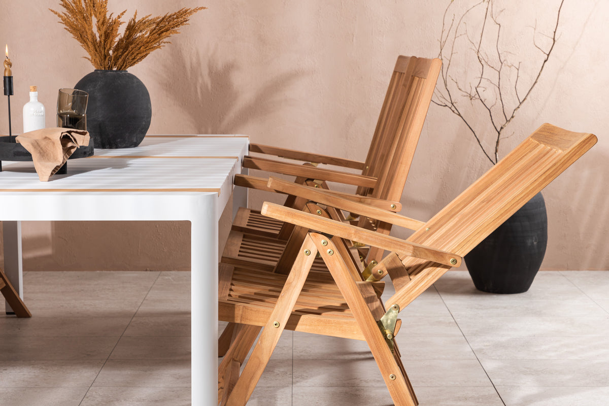 Venture Design Togo & Kenya Rektangulära Matbord 200 x 100 Vit + Positionsstolar Natur